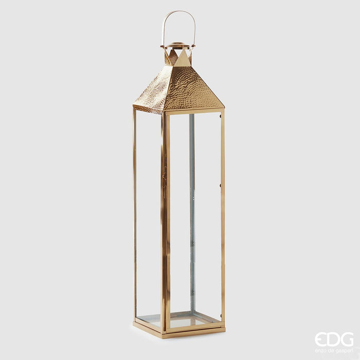 EDG Enzo De Gasperi Lanterna Quadrata Martellata Inox H122 Oro