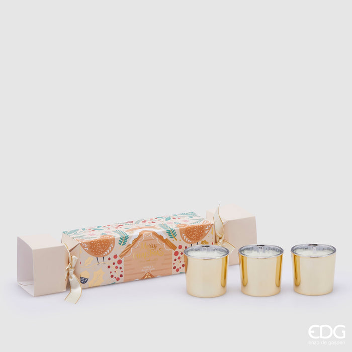 EDG Enzo de Gasperi Set 3 Candele Joyful con Profumo Black Vanilla H5 cm