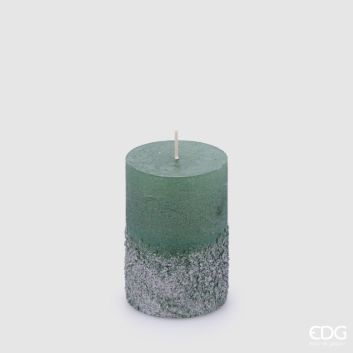 EDG Enzo De Gasperi Candela Rustic Moccolo Glitter Verde H10 cm
