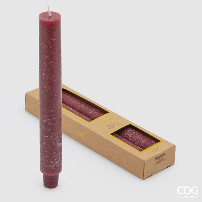 EDG Enzo De Gasperi Set 2 Pezzi Candele Stelo Solid Rosso Scuro H25 cm