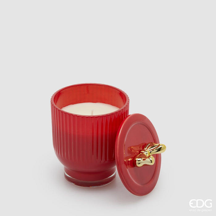 EDG Enzo De Gasperi Candela Rossa Jolie con Profumo Frutti di bosco con Vaso D9 cm