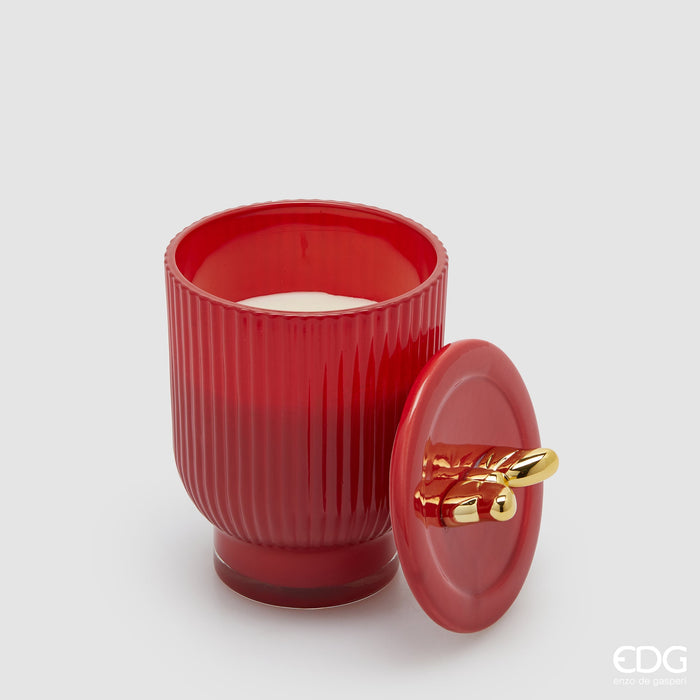 EDG Enzo De Gasperi Candela Rossa Jolie con Profumo Frutti di bosco con Vaso D10 cm