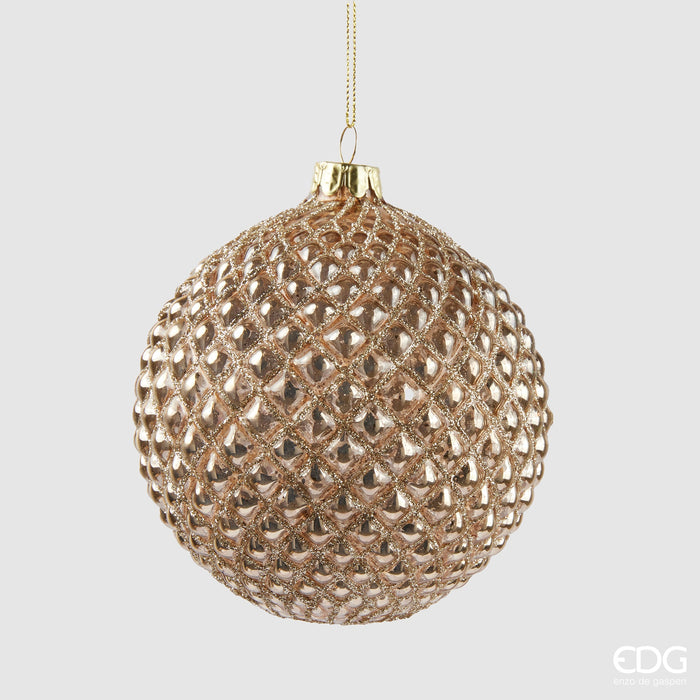 EDG Enzo De Gasperi Pallina di Natale Rombi in Vetro D12 cm Oro
