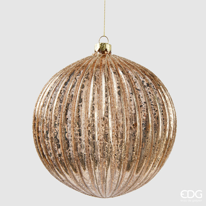 EDG Enzo De Gasperi Pallina di Natale Righe in Vetro Oro D15