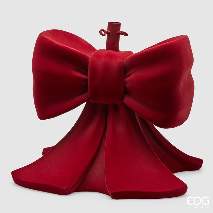 EDG Enzo de Gasperi Base per Albero di Natale Fiocco Bordeaux Grande in velluto H57 D50 cm