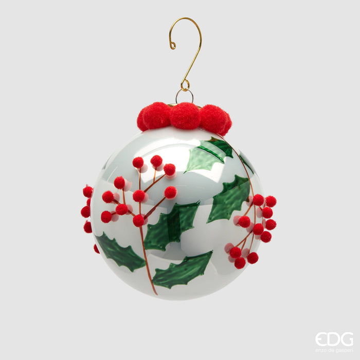 EDG Enzo De Gasperi Pallina di Natale Agrifoglio D10 cm