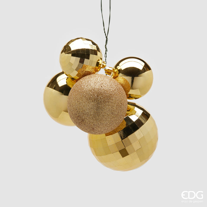EDG Enzo de Gasperi Palline di Natale Decorazione Grappolo Mirrormix 5 pezzi Oro