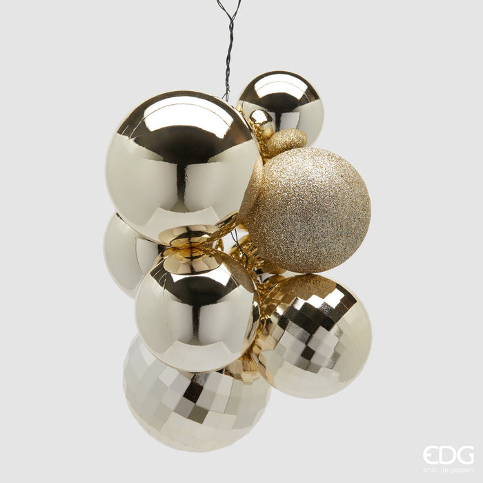 EDG Enzo de Gasperi Palline di Natale Decorazione Grappolo Mirrormix 10 pezzi Champagne