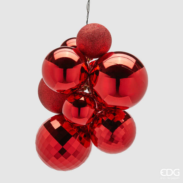 EDG Enzo de Gasperi Palline di Natale Decorazione Grappolo Mirrormix 10 pezzi Rosso