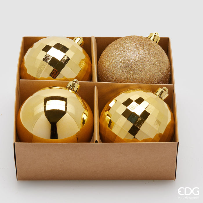 EDG Enzo De Gasperi Set 4 Palle di Natale Mirrormix Oro D10 cm