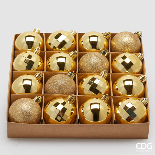 EDG Enzo De Gasperi Set 16 Palle di Natale Mirrormix Oro D6 cm