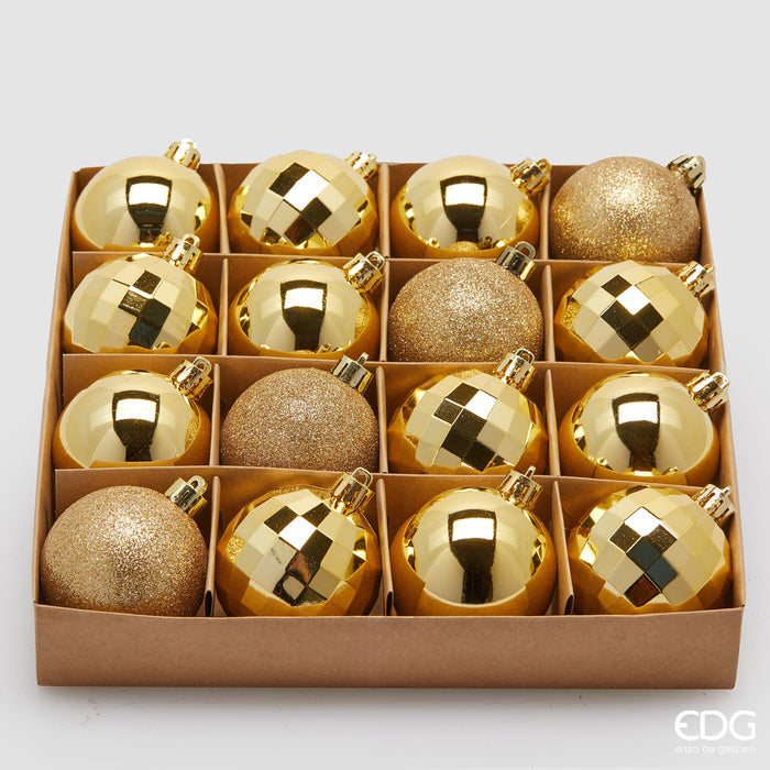 EDG Enzo De Gasperi Set 16 Palle di Natale Mirrormix Oro D6 cm