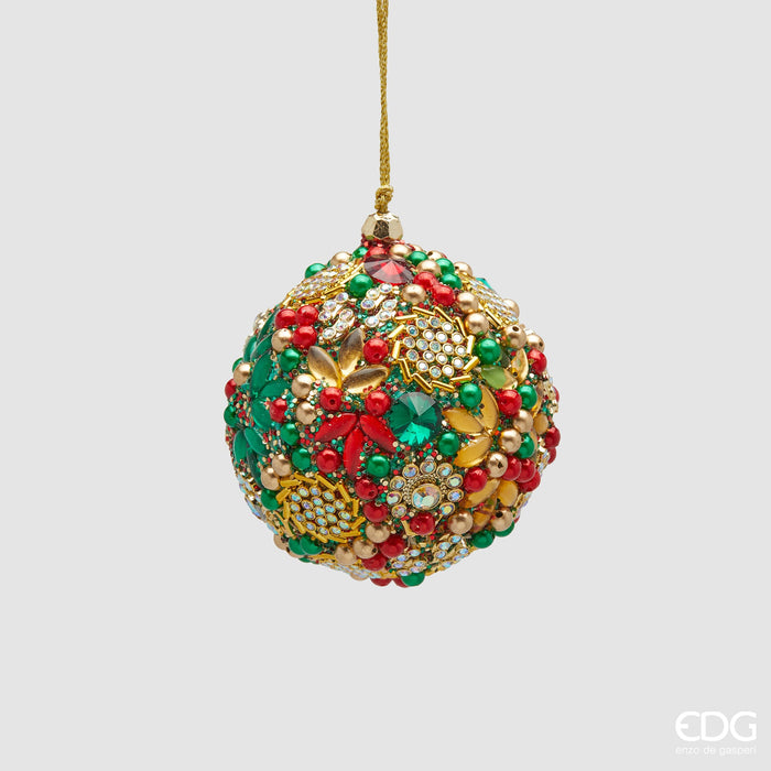 EDG Enzo De Gasperi Pallina di Natale Mille Perle Verde D8 cm