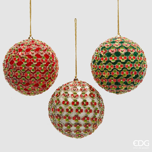 EDG Enzo De Gasperi Set 3 Palle di Natale Flowermix Oro D10 cm