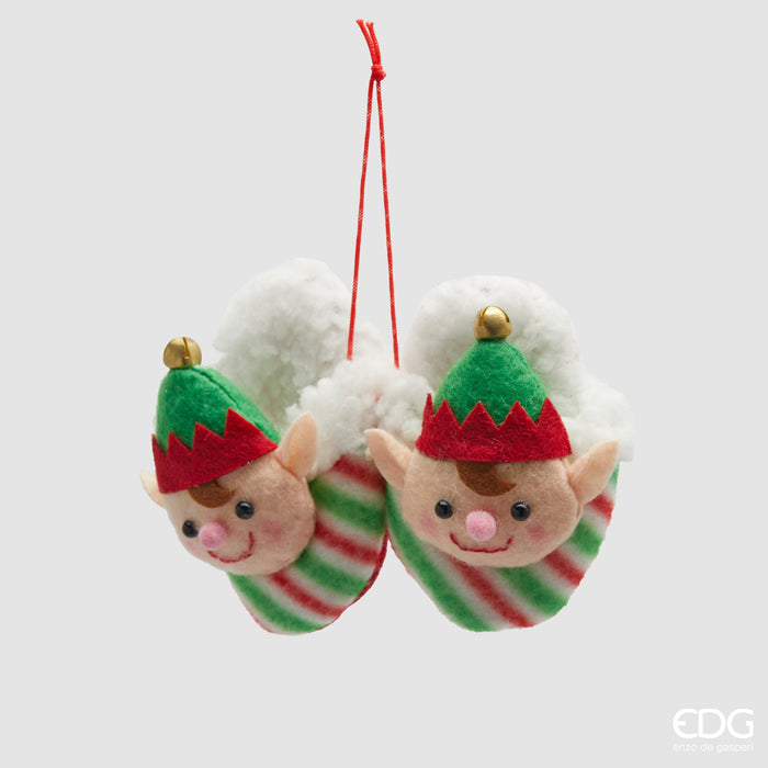 EDG Enzo De Gasperi Set 2 Addobbo Ciabatte Elfo natalizio H4 L13 cm