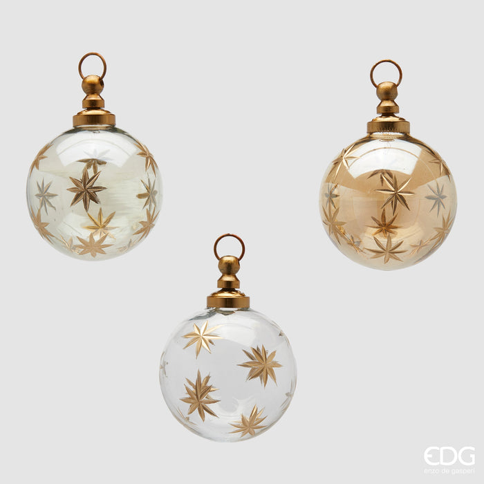 EDG Enzo De Gasperi Set 3 Palle di Natale Astra Oro D7,5 cm