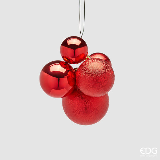 EDG Enzo de Gasperi Palline di Natale Decorazione Grappolo 5 pezzi Rosso