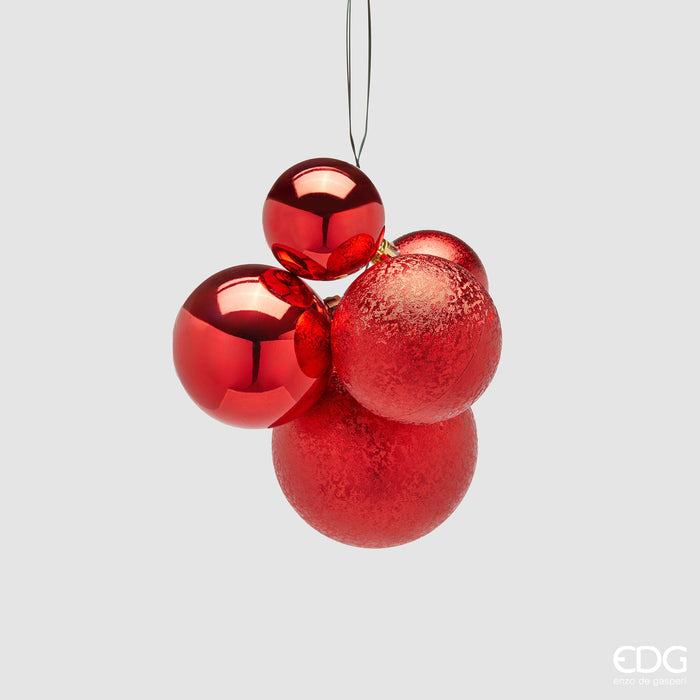 EDG Enzo de Gasperi Palline di Natale Decorazione Grappolo 5 pezzi Rosso