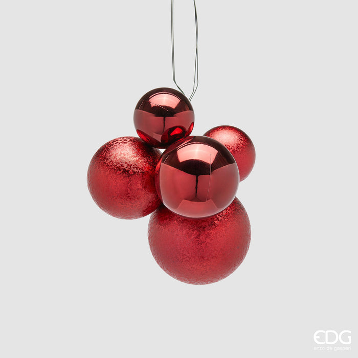 EDG Enzo de Gasperi Palline di Natale Decorazione Grappolo 5 pezzi Bordeaux