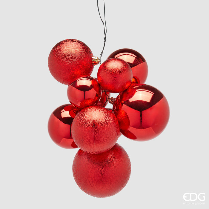 EDG Enzo de Gasperi Palline di Natale Decorazione Grappolo 10 pezzi Rosso