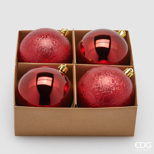 EDG Enzo De Gasperi Set 4 Palle di Natale Bordeaux D10 cm