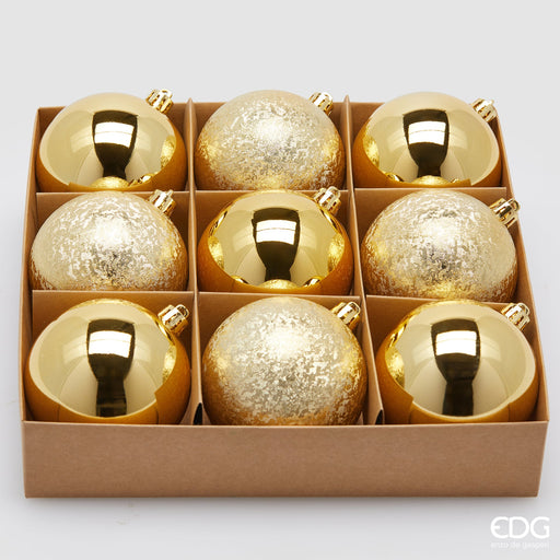 EDG Enzo De Gasperi Set 9 Palline di Natale Oro D8 cm