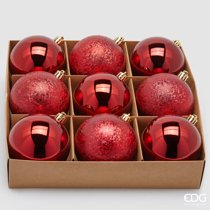 EDG Enzo De Gasperi Set 9 Palline di Natale Bordeaux D8 cm