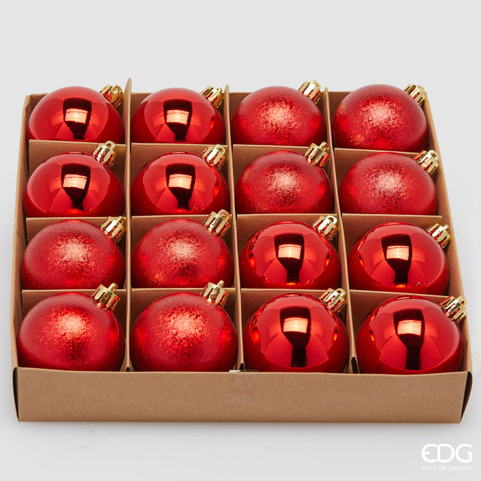 EDG Enzo De Gasperi Box 16 Palline di Natale Rosso D6 cm