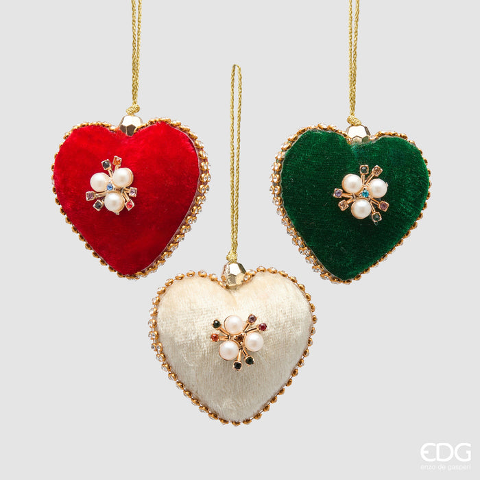 EDG Enzo De Gasperi Set 3 Addobbo Cuore Elizabeth D6 cm