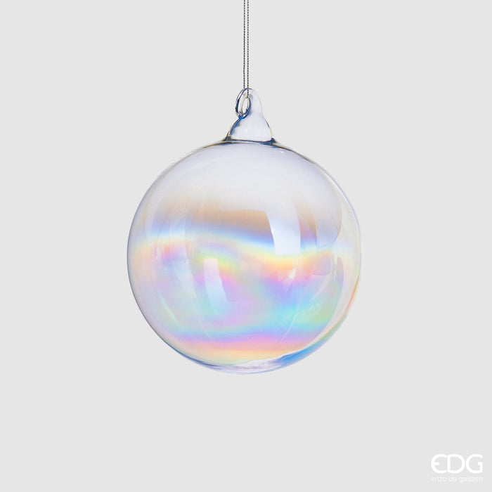 EDG Enzo De Gasperi Pallina di Natale Iride in Vetro Trasparente D8 cm