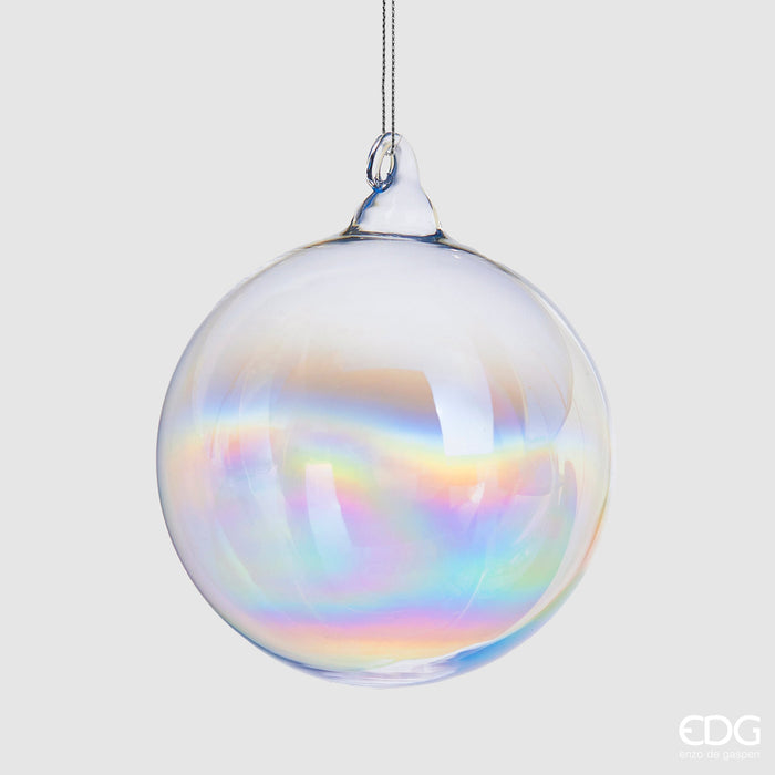 EDG Enzo De Gasperi Pallina di Natale Iride in Vetro Trasparente D12 cm