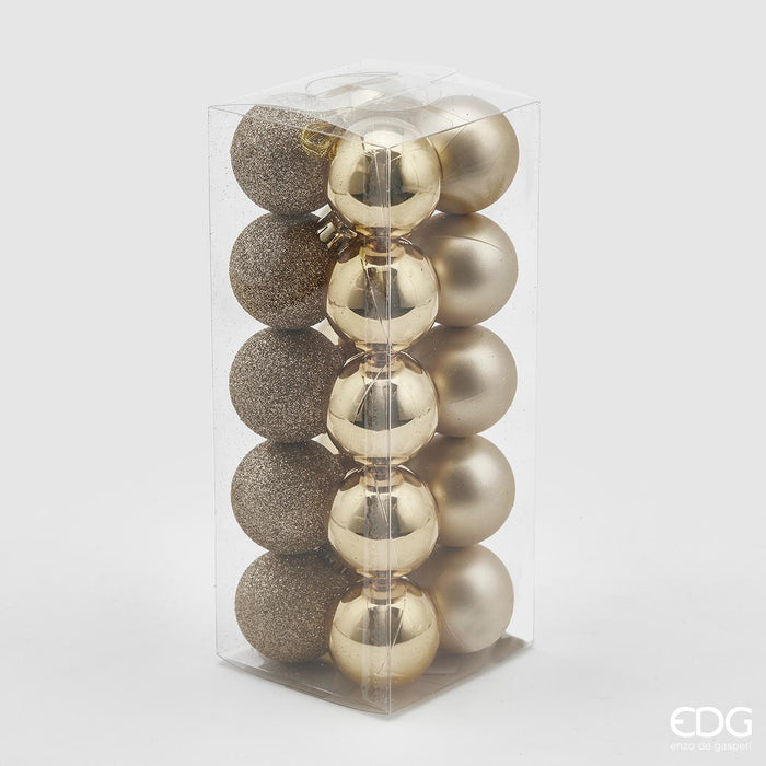 EDG Enzo De Gasperi Palline di Natale Poly Mix Box 20 pz D4 cm Champagne