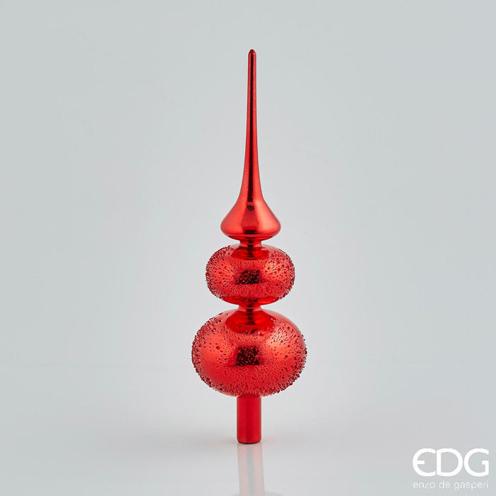 EDG Enzo De Gasperi Puntale in vetro con 2 Sfere H35 cm Rosso