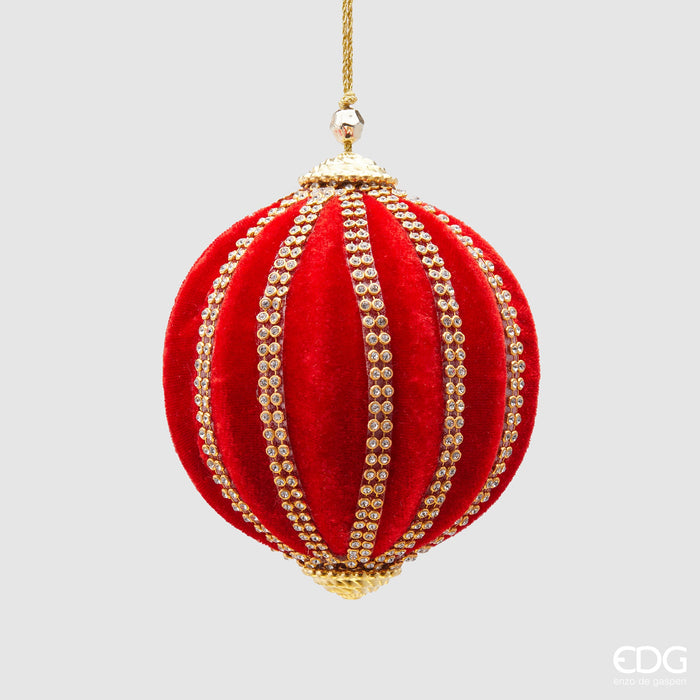 EDG Enzo De Gasperi Pallina di Natale Velluto Spicchi D10 cm Rosso