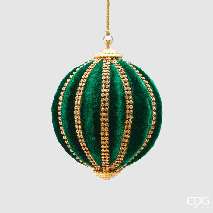 EDG Enzo De Gasperi Pallina di Natale Velluto Spicchi D10 cm Verde
