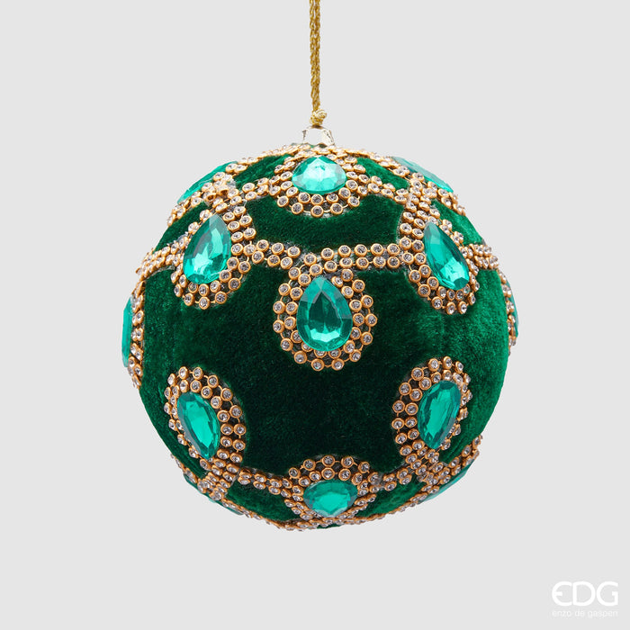 EDG Enzo De Gasperi Pallina di Natale Velluto Gemme D10 cm Verde