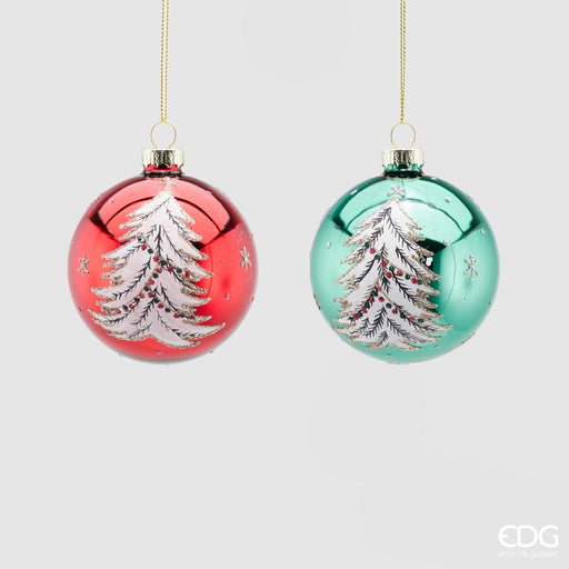 EDG Enzo De Gasperi set 2 Palline di Natale in Vetro Verde D8 cm