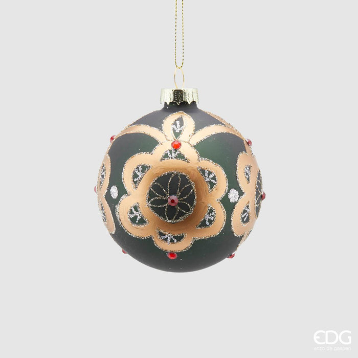 EDG Enzo De Gasperi Pallina di Natale in Vetro Flor D8 cm Verde