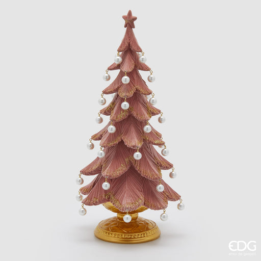 EDG Enzo De Gasperi Decorazione Natalizia Pino Poly Rosa con Perle H46