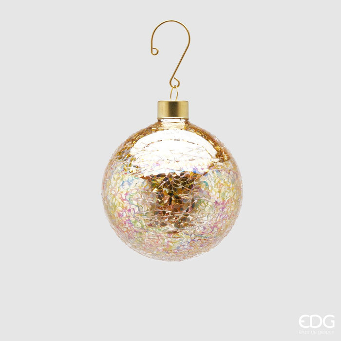 EDG Enzo de Gasperi Pallina di Natale in Vetro Microfoglie D 8CM