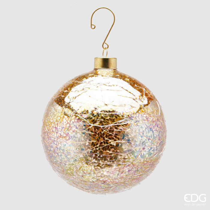 EDG Enzo de Gasperi Pallina di Natale in Vetro Microfoglie D12 cm
