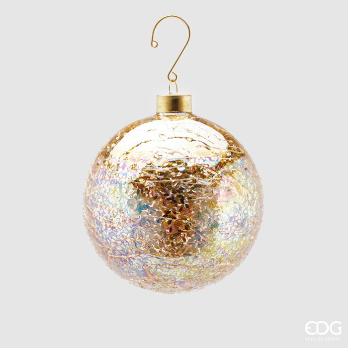 EDG Enzo de Gasperi Pallina di Natale in Vetro Microfoglie D10 cm