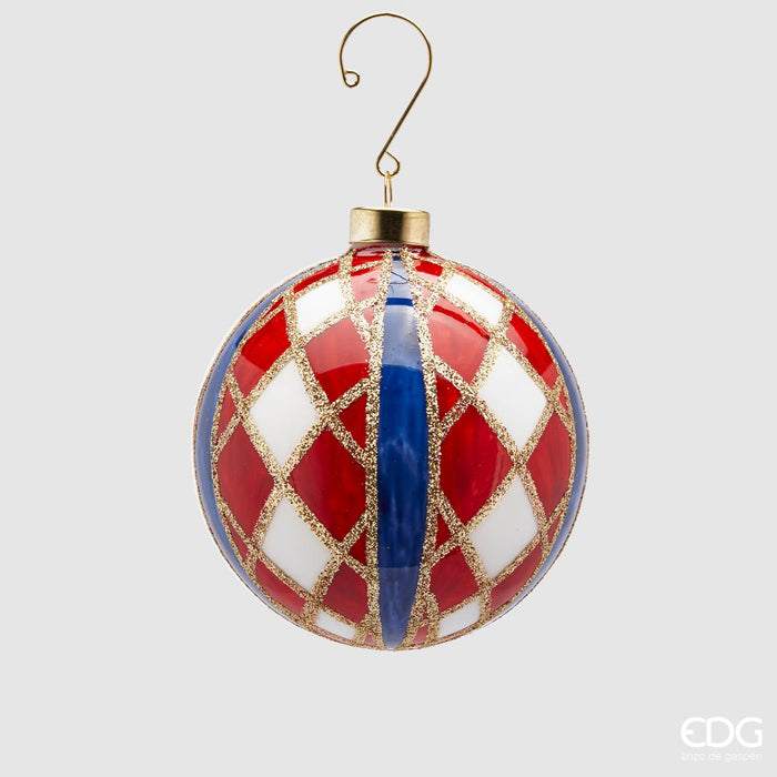 EDG Enzo De Gasperi Pallina di Natale Rombi in Vetro D10 cm Multicolor