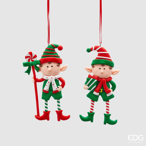 EDG Enzo de Gasperi Set 2 Decorazioni Elfo Clay Verdi H12.5 cm
