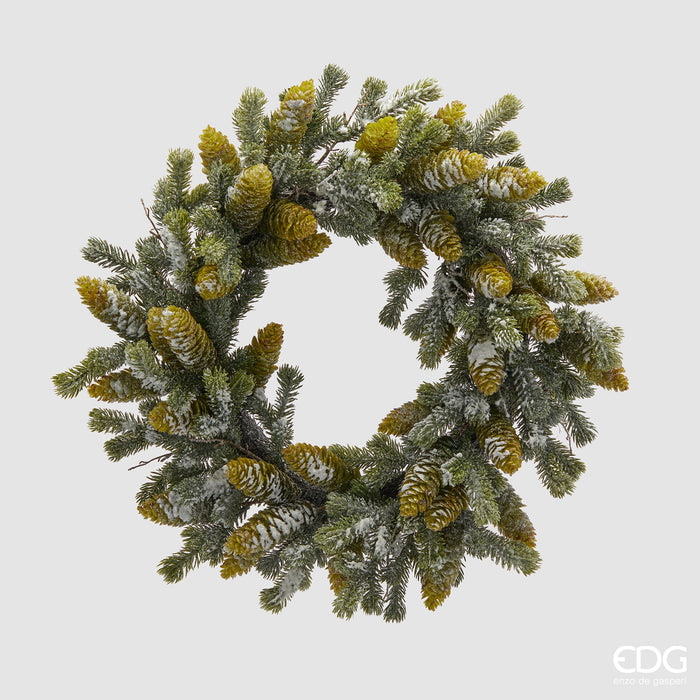 EDG Enzo De Gasperi Corona Pino Mix con Pigne Innevata D61 cm