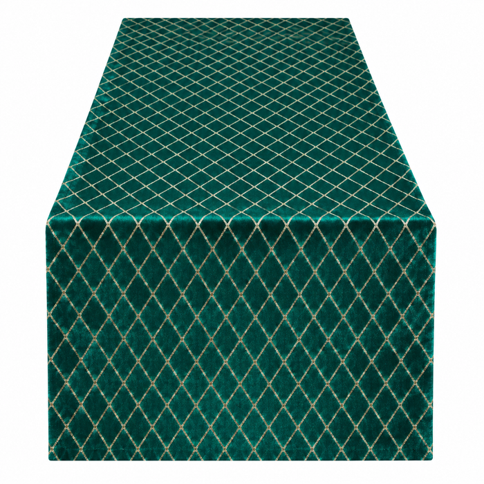 Fiori Di Lena Runner Natalizio Verde con Glitter Effetto Geometrico 150x43