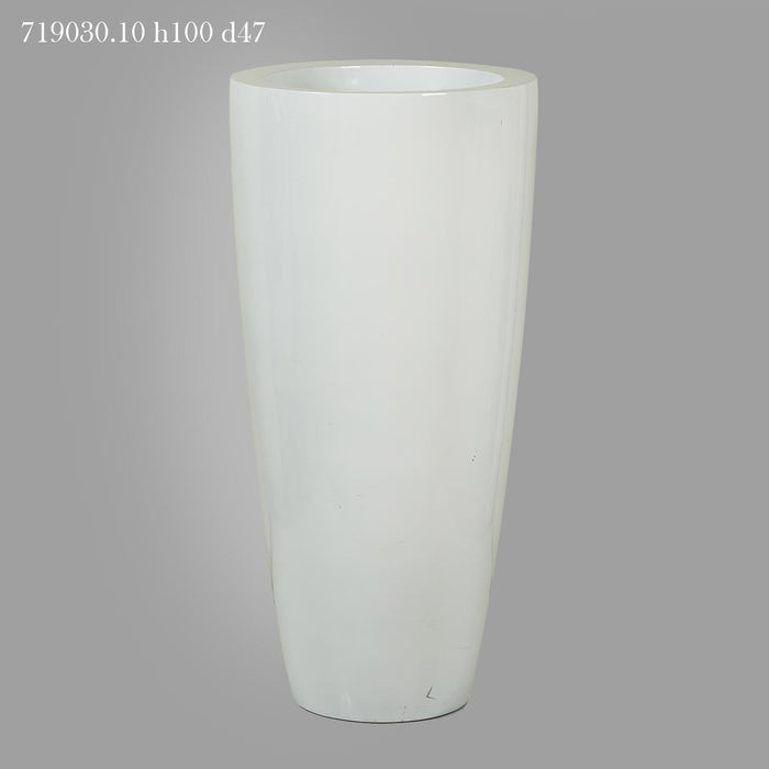 EDG Enzo De Gasperi Vaso Alto Rotondo Vetroresina Oro H100 cm Bianco