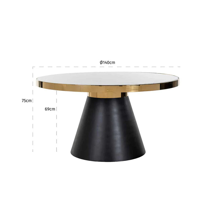 Odin Gold And Black 4 Seater Dining Table