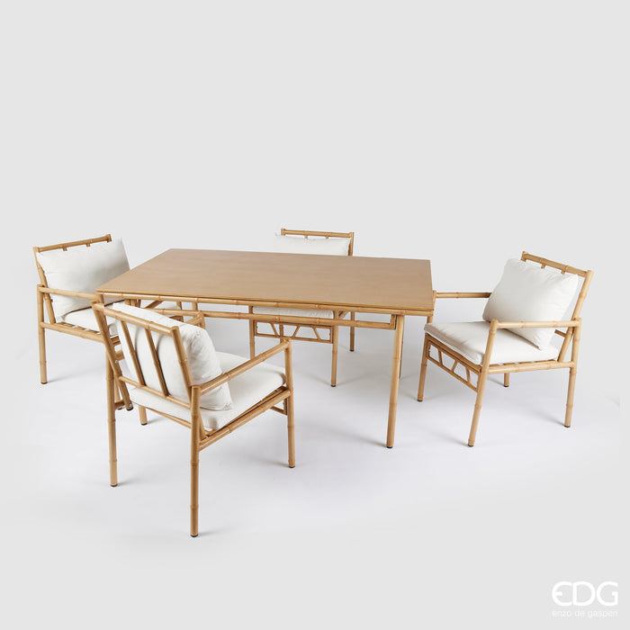 EDG Enzo de Gasperi Set Esterno da Giardino Tavolo con sedie 5 Pezzi Simil Bamboo Light Brown