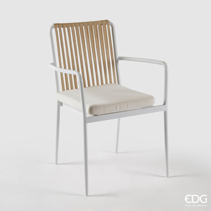 Enzo de Gasperi Sedia da Esterno a Righe Luxury in Alluminio Premium Bianco